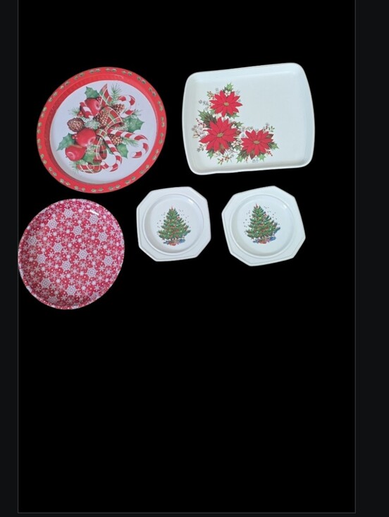 Vintage Other - Vintage Holiday Serving Plate And Trays